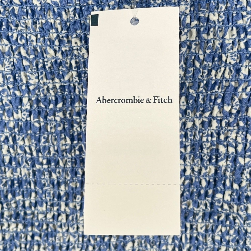 Abercrombie & Fitch Dip Blue Ditsy Floral Smocked Maxi Dress Cottagecore NWT LT - Picture 7 of 14